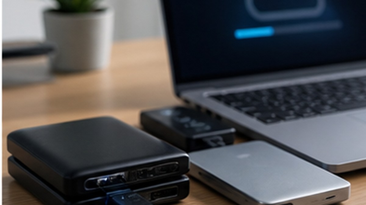 Postazione backup con dischi e cloud