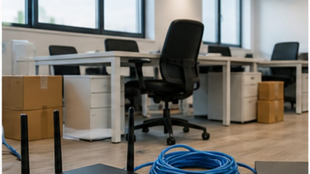 Nuovo ufficio con rete e dispositivi